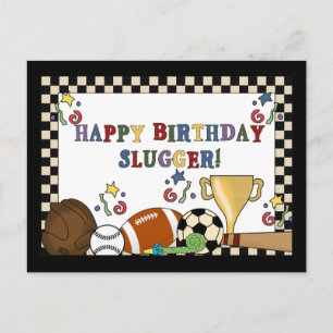 Cartão Postal Placas de Aniversário do Baseball Slugger