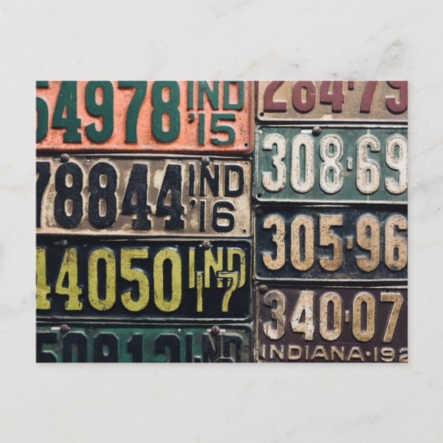 Cartão Postal Placas de Licença Antigas (Frente)
