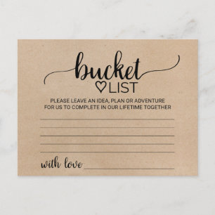 Cartão Postal Placas de Lista de Baldes de Caligrafia Simples Fa