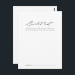 Cartão Postal Placas de Lista de Baldes de Casamento de Silver C<br><div class="desc">Estes cartões de balde de casamento de prata para caligrafia são a atividade perfeita para uma recepção de casamento ou chá de panela rústica. O design simples e elegante apresenta tipografia de script clássico e rico em prata. Altere o texto para se adequar a qualquer evento de vida. O sinal...</div>