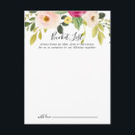Cartão Postal Placas de Lista de Baldes de Casamentos com Blush<br><div class="desc">Estes cartões de lista de baldes de casamento cor-de-rosa-verde são a atividade perfeita para uma simples recepção de casamento ou chá de panela. O design apresenta belas pinturas manuais, rosas, pincéis e pénicas amarelas, pintadas à mão, com folhagem verde. Altere o texto para se adequar a qualquer evento de vida....</div>
