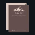 Cartão Postal Placas de Lista de Baldes de Casamentos de Países<br><div class="desc">Estas claras cartas de balde de casamento de países montanhosos são a atividade perfeita para uma recepção de casamento ou chá de panela moderna. O design apresenta uma coloração aquática idílica, montanha bege. Altere o texto para se adequar a qualquer evento de vida. O sinal da lista de baldes é...</div>