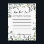 Cartão Postal Placas de Lista de Baldes de Foliagem de Eucalipto<br><div class="desc">Estas placas verdes de lista de baldes de deleção foliar de eucalipto são a atividade perfeita para uma simples recepção de casamento ou chá de panela. A design apresenta um eucalipto elegante desenhado à mão por uma aquarela botânica, inspiradora beleza natural. O sinal da Lista de baldes é vendido separadamente....</div>