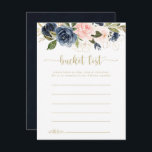 Cartão Postal Placas de Lista de Baldes Dourados Florais com Blu<br><div class="desc">Essas placas de lista de baldes florais com marinho pincelado são a atividade perfeita para uma recepção de casamento ou chá de panela rústico. A design apresenta belas flores azuis escuras pintadas manualmente, azuis, marinhos, rosa, pinceladas, douradas e folhagem verde. Altere o texto para se adequar a qualquer evento de...</div>