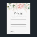 Cartão Postal Placas de Lista de Baldes Florais de Folhagem Verd<br><div class="desc">Estes cartões de lista de baldes florais de folhagem verde-dourada são a atividade perfeita para uma recepção de casamento ou um chá de panela. A design apresenta ouro desenhado à mão e folhagem botânica verde com flores rosa, pinceladas e brancas, inspiradoras belezas naturais. O sinal da Lista de baldes é...</div>