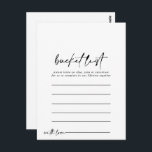 Cartão Postal Placas de Lista de Baldes Simples do Elegante Mode<br><div class="desc">Estas modernas e elegantes cartas de balde simples são a atividade perfeita para uma simples recepção de casamento ou chá de panela. O design simples e elegante apresenta a tipografia de scripts clássicos e ricos em preto e branco. Altere o texto para se adequar a qualquer evento de vida. O...</div>