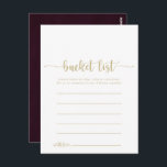 Cartão Postal Placas de Lista de Baldes Simples Douradas Burgund<br><div class="desc">Essas placas de balde simples e burgundy dourada são a atividade perfeita para uma simples recepção de casamento ou chá de panela. O design simples e elegante apresenta a tipografia de scripts clássicos e ricos em um fundo branco e marrom. Altere o texto para se adequar a qualquer evento de...</div>
