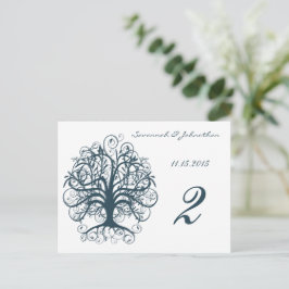 Cartão Postal Placas de números de tabela da árvore espiral azul