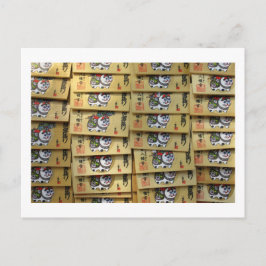 Cartão Postal Placas de Oração de Gato Sortudo em Tóquio, Japão