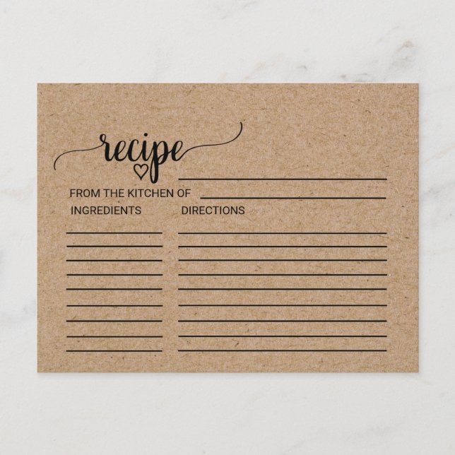 Cartão Postal Placas de recebimento de Chá de panela Kraft Faux  (Frente)