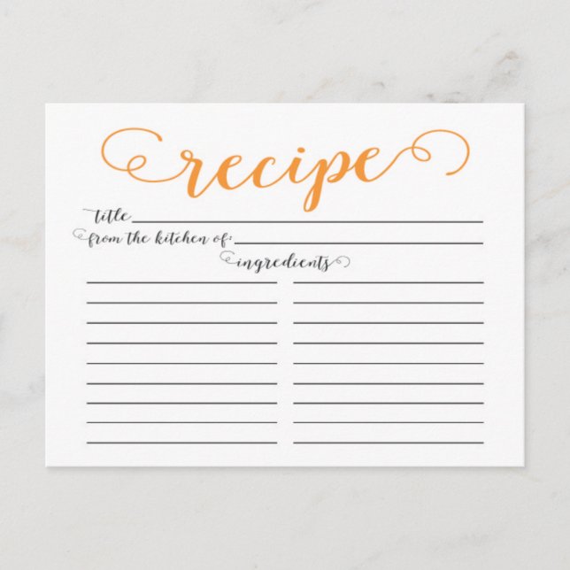 Cartão Postal Placas de Receita do Chá de panela de Script Laran (Frente)