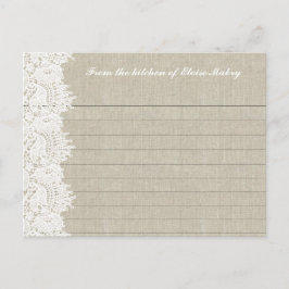 Cartão Postal Placas de receita personalizadas de linhaço branco