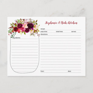 Cartão Postal Placas de Receita Recém-Usadas de Mason Floral Bur