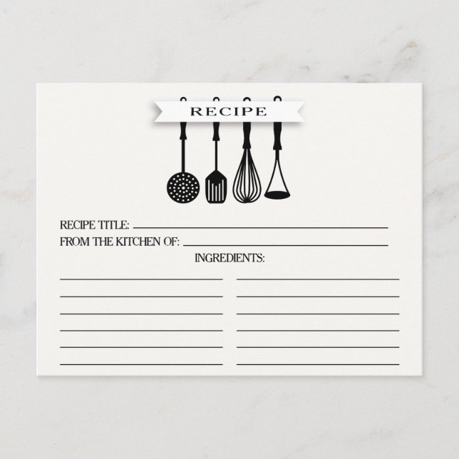 Cartão Postal Placas de receitas de Chá de panela para Utensílio (Frente)