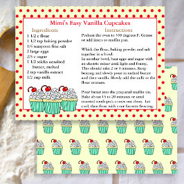 Cartão Postal Placas de receitas do Cupcake Vanilla