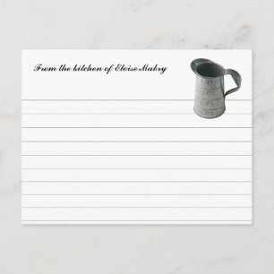 Cartão Postal Placas de receitas personalizadas para a taça de 