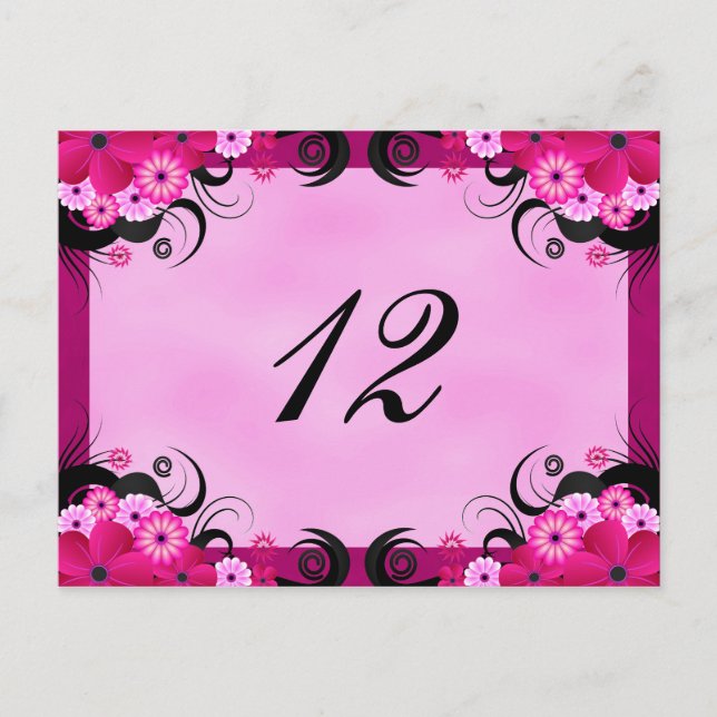 Cartão Postal Placas Numéricas da Tabela Floral de Recepção Flor (Frente)
