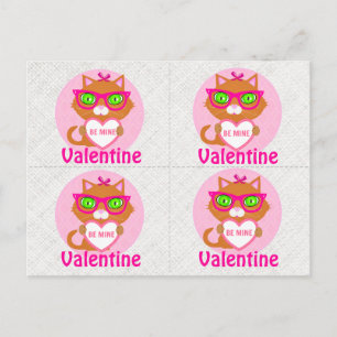 Cartão Postal Placas para Namorados de gatos Legal com Hipster 4