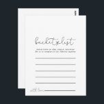 Cartão Postal Placas Simples de Lista de Baldes de Caligrafia<br><div class="desc">Essas simples placas de balde simples de caligrafia são a atividade perfeita para uma simples recepção de casamento ou chá de panela. O design simples e elegante apresenta a tipografia de scripts clássicos e ricos em preto e branco. Altere o texto para se adequar a qualquer evento de vida. O...</div>