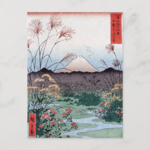 Cartão Postal Plain Kai Province, Hiroshige Japan Mt Fuji,