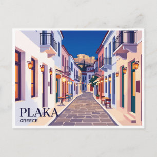 Cartão Postal Plaka à Noite Atenas Grécia