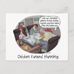 Cartão Postal Planejamento de Funeral de Frango Engraçado com fr