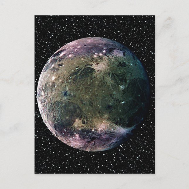 Cartão Postal PLANET JUPITER'S MOON GANYMEDE fundo estrelado ~ (Frente)