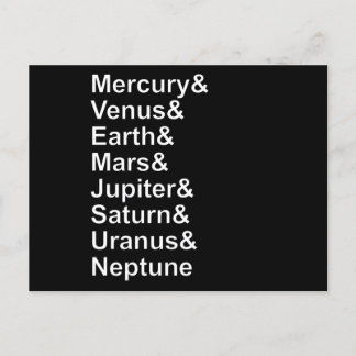 Cartão Postal Planet Names Ampersand - Solar System Planets
