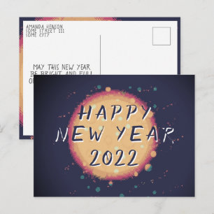 Cartão Postal Planeta Abstrato Moderno Feliz Ano Novo 2023