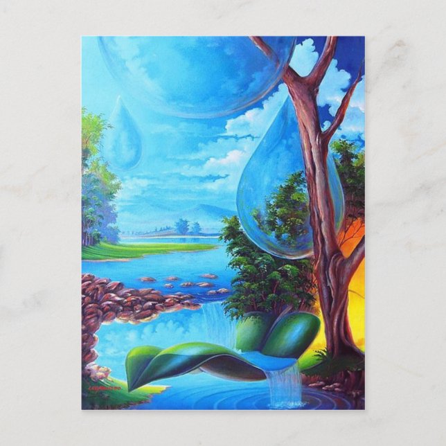Cartão Postal PLANETA ÁGUA - Leomariano artista plastico (Frente)