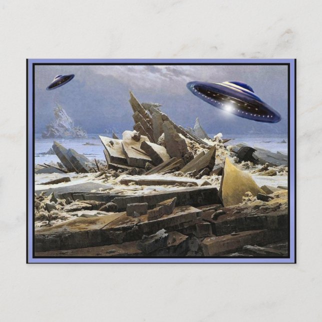 Cartão Postal Planeta estranho - visita do UFO (Frente)
