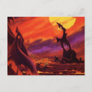 Cartão Postal Planeta vulcânico de ficção científica com Red