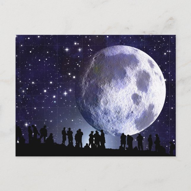 Cartão Postal Planetário Silhuettes Luas Estrelas Astronomia (Frente)