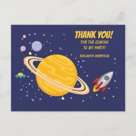 Cartão Postal Planetas de Aniversário & Nave Espacial no Espaço