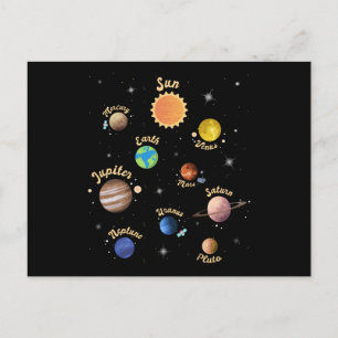 Cartão Postal Planetas do Sistema Solar Conhecimento das Criança