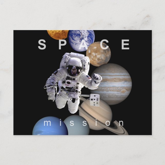 Cartão Postal planetas do sistema solar de missão espacial astro (Frente)