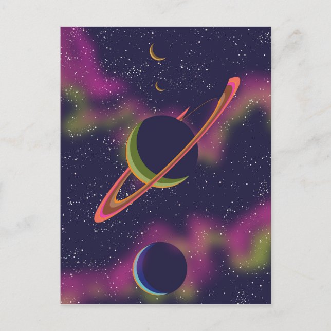 Cartão Postal Planetas e Estrelas (Frente)