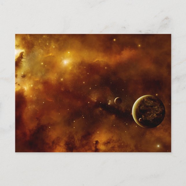 Cartão Postal Planetas em nebulosa (Frente)