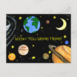 Cartão Postal Planetas Felizes e Espaço