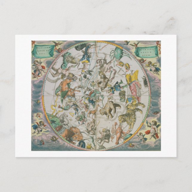 Cartão Postal Planisfera Celestial Mostrando os Sinais do Zod (Frente)