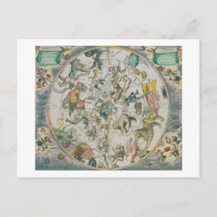 Cartão Postal Planisfera Celestial Mostrando os Sinais do Zod