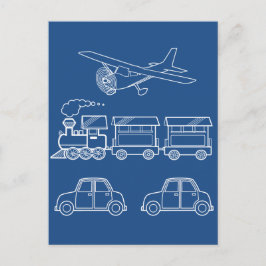 Cartão Postal Plano, Comboio e Design do Carro ~ fundo editável