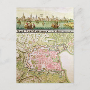 Cartão Postal Plano da cidade de La Rochelle, 1736
