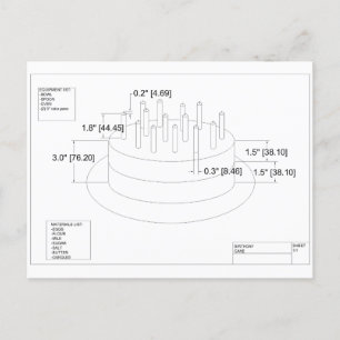 Cartão Postal Plano de Bolo de Aniversário do engenheiro