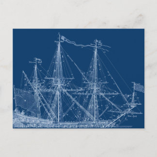 Cartão Postal Plano de navegação azul alto