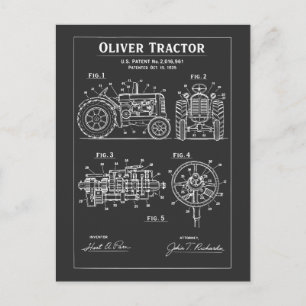 Cartão Postal Plano do Trator Oliver Artefato de Patente