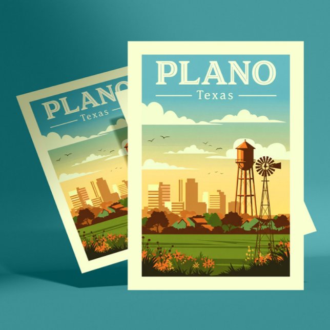 Cartão Postal Plano Texas Vintage (Criador carregado)