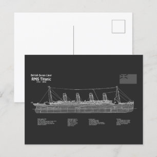 Cartão Postal Planos de Projeto do Navio RMS Titanic PBD