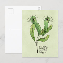 Cartão Postal Planta amante trocadilheira, jardineiro introverti