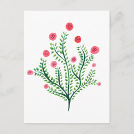 Cartão Postal Planta de Aquarela Bonito com Primavera Floral min